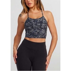 Stori Women's Floral Legend Cropped Shelf Tank Gray Sz 2 NWT.